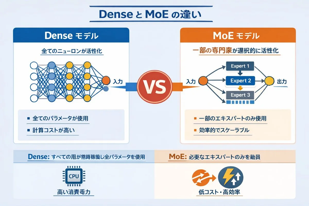 Comparación entre redes Dense y MoE