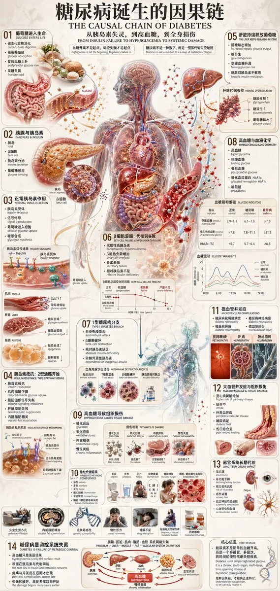 Infografía de la cadena causal de la diabetes